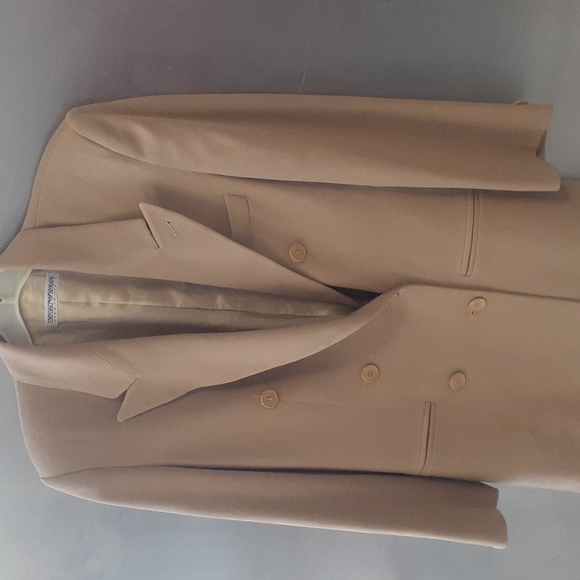 Emporio Armani Italy TUXETO Jacket Wool Dress Coat 44 US 8 M Tan Double Breasted - Picture 3 of 13